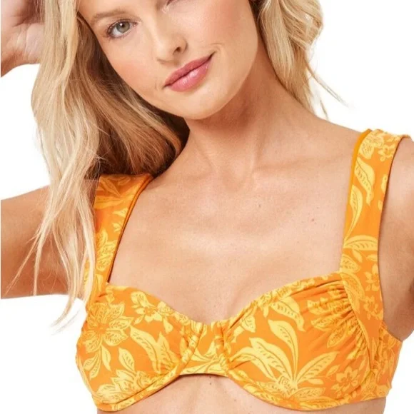 L*Space Stella Orange Floral Bikini Top NWT (@CPOMO) - Picture 3 of 4